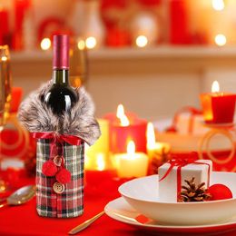 Christmas Decorations Red Wine Suit Decor Dinner Table Lattices Bar Ornament Cloth Beautiful Festival Champagne Package Party Supplies1