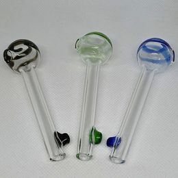 Glass Oil Burner Pipe 97mm 3.8in Length Colorful Smoking Handle pipes 1in OD Ball Bong Dab Nail Rig