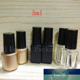 Empty Nail Polish Glass Container With Brush 5ml Small Square Round Glass Bottle For Nail Polish Oil Glue Glass Vial Gold Black