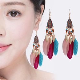 Dangle & Chandelier Women Tassel Feather Earrings Bohemian Europe And America Fashion Simple Jewelry1