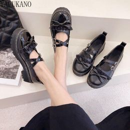 Women Cross-tied Platform Shoes Rivet Zapatos De Mujer Patent Leather Girls Shoes Star Buckle Mary Janes Shoes 2021 Lolita Shoes