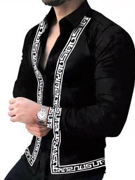 Men's Casual Shirts 2022 Punk Style Silk Satin Digital Printing Male Slim Fit Long Sleeve Flower Print Party Shirt Tops