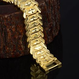 Wide Chunky 8.3" 18K Yellow Gold Filled Chain Bracelets For Men Women Classic Style Gift