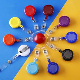 ID Holder Name Tag Card Solid Plastic Clip-On Retractable Pull Reel Key Badge Reels Round Wholesale Office Supplies Free Shipping