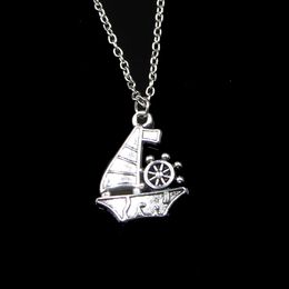 Fashion 28*22mm Ship Boat Pendant Necklace Link Chain For Female Choker Necklace Creative Jewellery party Gift