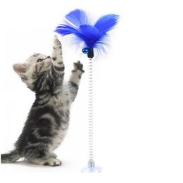 Legendog 1pc Cat Toy Funny Pet Toys Suction Cup Feather Toy With Bell For Kitten Cat Pet Supplies Ca jllDfy