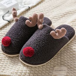 for home Winter Christmas Reindeer Female Indoor Women massage plush soft slippers X1020