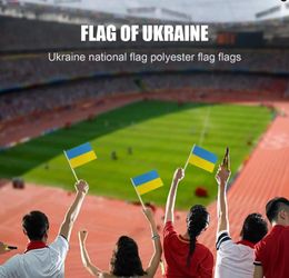 20*30cm Ukraine HandHeld Mini Flag With White Pole Vivid Colour and Fade Resistant Country Banner National Bunting Flags Durable Polyester PRO232