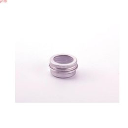 5ml Cream Jar Mini Aluminium Metal Containers Travel Lip Balm Tin Cans Wax Box Makeup Accessory With Window 50pcs/lotgoods