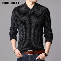 COODRONY Brand Winter Sweater Men Casual Button V-Neck Pull Homme Thick Warm Cotton Pullover Men Clothes Jersey Hombre Top 91123 201022