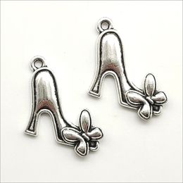 Lot 100pcs Bow Heels Alloy Tibetan silver Charms Pendants Retro Jewellery Making DIY Antique Silver Pendant For Bracelet Earrings 23*18mm