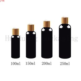 20pcs 100/150/200/250ml Empty Black Plastic Cosmetics Lotion Bottle With gold Disc Lid Shampoo PET Containers,Cosmetic Packaginggood product