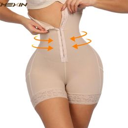 Waist & Tummy Shaper HEXIN Breasted Lace Butt Lifter High Waist Trainer Body Shapewear Women Fajas Slimming Underwear Control Panties 201224