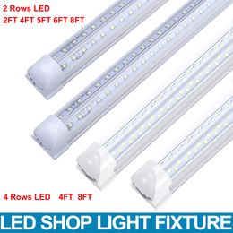 Linkable Shop Lights Fixture 120W Integrated 4FT 5FT 6FT 8FT T8 LED Tube Light V Shape Garage Lights Fluorescent Light