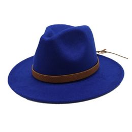 oZyc Autumn Winter Sun Hat Women Men Fedora Hat Classical Wide Brim Felt Floppy Cloche Cap Chapeau Imitation Wool Cap Y200110