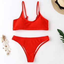 Thong Bikinis Women 2020 Brazilian Swimwear Female Sexy Swimsuit Beach Wear Swimming Suit For Women Bathing Suit Red White T200708