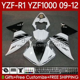 OEM Bodywork For YAMAHA White black YZF R1 1000 CC YZF1000 YZF-R1 2009 2010 2011 2012 MOTO Bodys 92No.78 YZF-1000 YZF R 1 1000CC 2009-2012 YZFR1 09 10 11 12 Fairing Kit
