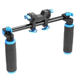 Freeshipping DSLR Dual Handle Hand Grip for Shoulder Pad Chest Steady 15mm Rail Rod Rig Support System