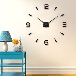2020 New High Quality 3D Stickers Creative Fashion Living Room Clocks Home Decoration Large Wall Clock duvar saat Y200407