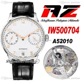 AZF V5 IW500704 Power Reserve A52010 Automatic Mens Watch 42mm Steel Case White Dial Gold Markers Black Leather Strap Super Edition Puretime C3