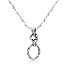 CKK Knotted Heart Necklace Kolye Choker Women Jewellery Collares de moda 925 Sterling Silver Chain Colar bijoux Femme Collier Q0531