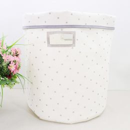 Storage bucket folding laundry basket cotton linen waterproof white stars sheets dirty clothes storage box L0508 LJ200821