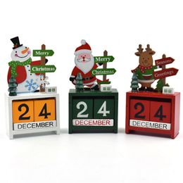 3D Christmas Decorations Wood Calendar Cute Santa Elk Deer Snowman Printed Calendar Gifts