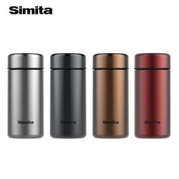 Simita 320ml Double Wall Stainless Steel Thermos Bottle Coffe Mug Portable Size with Tea Filter Business Style for Gifts 201204