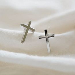 Fashion Crosses Ear Studs Smooth Surface Gold Silver Rose Three Color Optional Suitable for Men And Women