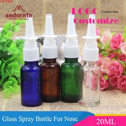 Sedorate 30 pcs/Lot 20ML Glass Bottle For Nose Cosmetic Cream Shampoo Pump Bottles Vial Amber Blue Green Containers YM006good product