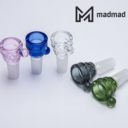 Glass smoking bowls with handle colored bong bowl 14mm 18mm male dry herb holder for water pipe dab rig