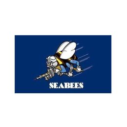 Seabees Can Do Logo Flag 3x5 FT Double Stitching Banner 90x150cm Party Gift 100D Polyester Printed Hot selling!