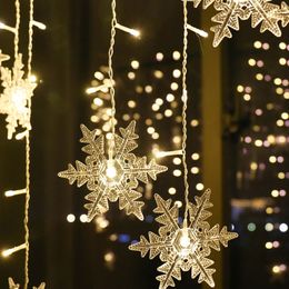Happy New Year 2021 3.5 M 96pcs Snowflake LED Light Merry Christmas Decorations for Home Christmas Ornament Noel Xmas Gift 201201