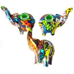 4.5 inches Silicone pipe Elephant Mini Smoking with printing silicones pipes Hand Dab Rigs for Wholesale