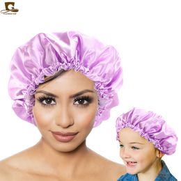 Fashion Children And Women's Hat Double-Layer Hair Cap For Sleeping Chemotherapy Polyethylene Styling Bath PE Waterproof