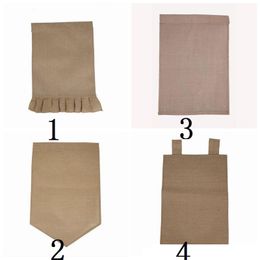 DIY Burlap Garden Flag Jute Ruffles Yard Hanging Flag Portable Blank Banner Easter Garden Decorations 4 Designs