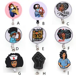 Medical Key Rings Multi-style Black Nurse Felt ID Holder For Name Accessories Badge Reel With Alligator Clip