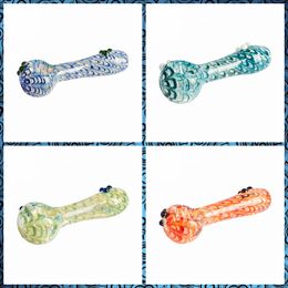 Latest Colourful Cool Pyrex Thick Glass Smoking Tube Handpipe Portable Handmade Dry Herb Tobacco Oil Rigs Philtre Bong Hand Pipes DHL