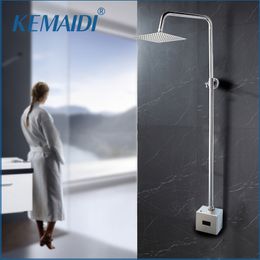 KEMAIDI Bathroom Automatic Infrared Shower Hands Touchless Free Faucet Sensor Tap Inductive Electric Shower Faucet Mixer Set LJ201211