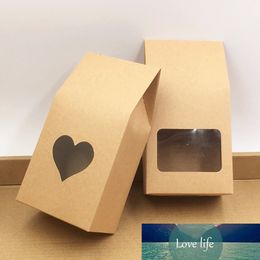 50pcs Kraft Paper Party/Wedding Gift Bags,Cake/Chocolates/Candy Packing Bags Stand Up Food Clear PVC window Seal boxes 8*16*5cm