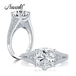 AINUOSHI Fashion 925 Sterling Silver 9x9mm Big Cushion Cut Engagement Ring Simulated Diamond Wedding 3.0ct Bridal Ring Jewelry Y200107