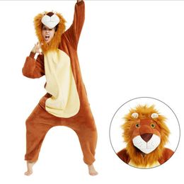 Family Look Sleepwear Men Lion Animal Kigurumi Pyjamas Adulto Unicorn Sleepwear Homewear Pyjamas Men One Piece Hood Men Jumpsuit LJ201112