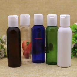 50pcs 60ml empty white blue brown clear plastic shampoo bottles with disc lid,empty essential oils cosmetic packaging shower gelgood package