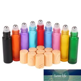 24pcs/lot 10ml Frosted Glass Roll on Bottles with Stainless Steel Roller Ball for Essential Oils Perfume Refillable Bottles