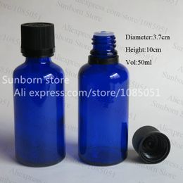 500 PCS/ LOT 5/3oz blue glass bottle with reducer dropper, 50ml cosmetic herbal bulk wholesale