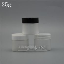 Free Shipping 25g/ml Frosted White Plastic Empty Bottles Black Clear Screw Lid Jar Bath Salt Pill Cream bottle