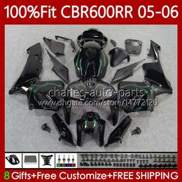 OEM Fairings For HONDA CBR600F5 CBR 600 RR F5 CC 2005 2006 Body green flames 72No.143 CBR 600F5 600CC 600RR 05-06 CBR-600 CBR600 RR CBR600RR 05 06 Injection Mould Bodywork