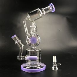 Bongs Recycler Glass Bong hookah Oil Rig 13" water pipe Birdcage Big Bubbler Mobius Matrix Sidecar Beaker Heady 14mm Bowl Three Colours