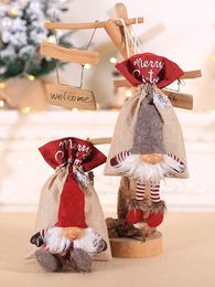 Christmas Candy Bag Plush Gnome Doll Treat Candies Bag Hanging Pendant Ornament Christmas Tree Decorations JK2010PH