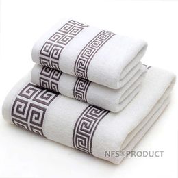 Bathroom Towel Set For Adults 100% Cotton Bath Towel Geometric Face Towels Hand Terry Washcloth Absorbent Travel Sport Towel 201026